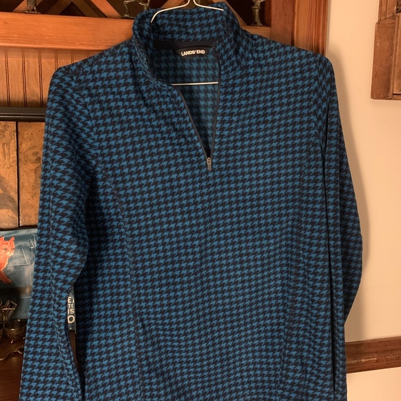 Lands end houndstooth quarter zip fleece. Never worn - Picture 1 of 6